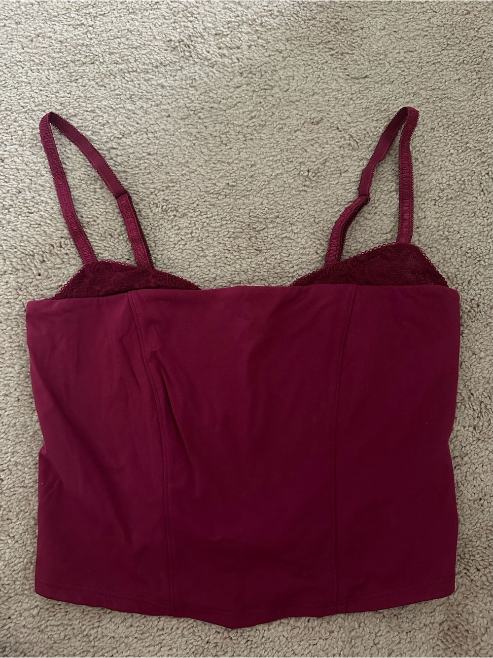 Garage Burgundy Lace-Trim Bandeau Cami